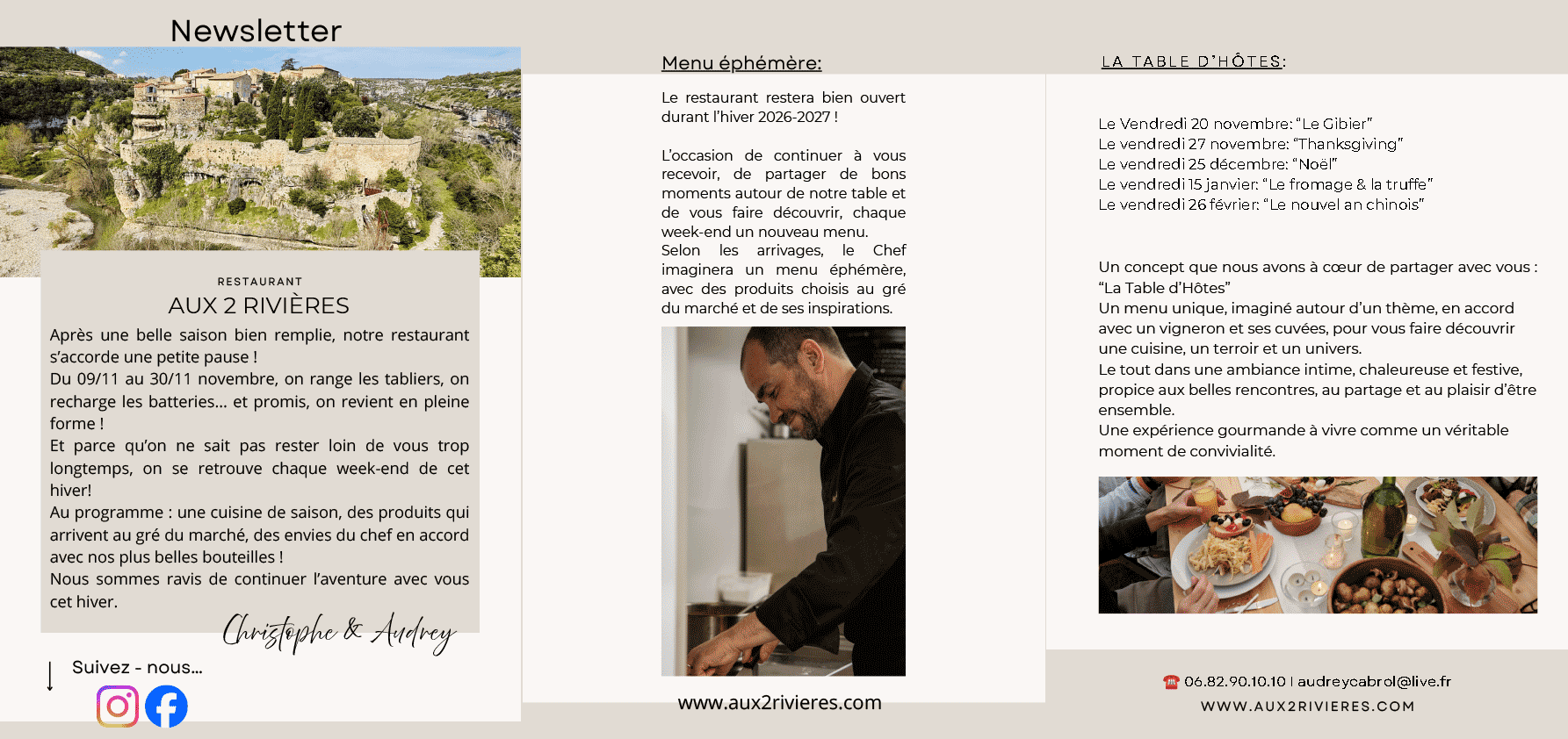 Newsletter Aux 2 rivières Minerve